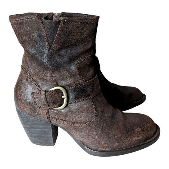 BORN Palmer Brown Oiled Leather Ankle Boot Size 8.5M - Picture 3 of 9